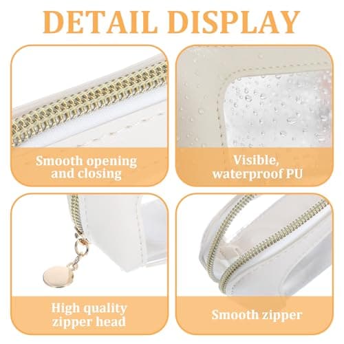 JJUNW 2Pcs Clear Makeup Brush Bag, Beige Leather Portable Makeup Brush Bag — view 6
