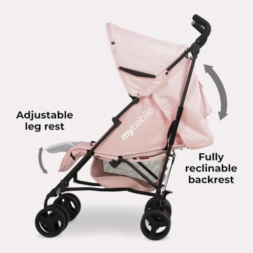 My Babiie MB01 Stroller - from Birth to 4 Years (22kg), Lightweight & Compact Umbrella Fold, Travel Buggy for Toddlers - Pink Leopard — view 4