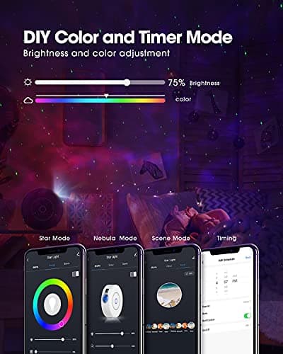 SUPPOU LED WiFi Galaxy Projector, Smart Night Light Kids Adults 3D Star Projector Light with RGB Adjustment/Voice Control/WiFi/Timer Compatible Alexa Google Assistant for Room Decor — view 5