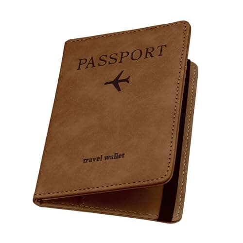 ILIYAH Passport Holder PU Leather RFID Blocking Passport Cover Travel Wallet Case with Card Slot & Elastic Strap Passport Covers (Brown)