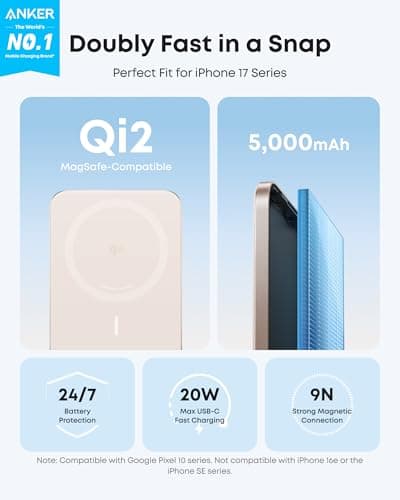 Anker Nano Magnetic Ultra Slim Power Bank Qi2 15W Wireless Portable Charger — view 2