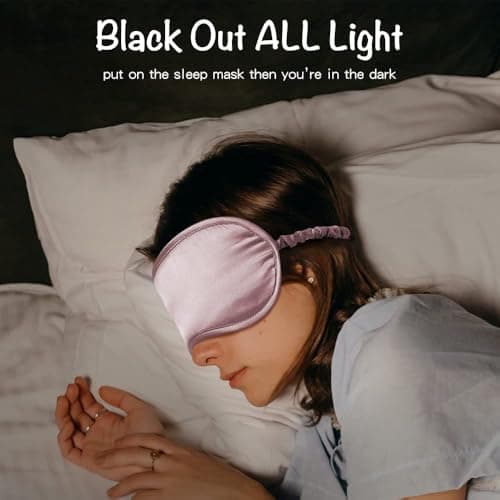 Sleep Mask Satin Eye Mask, Blackout, Pink — view 4