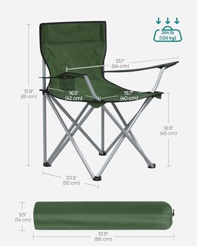 SONGMICS Set of 2 Folding Camping Chairs, Portable, 120 kg Capacity — view 3