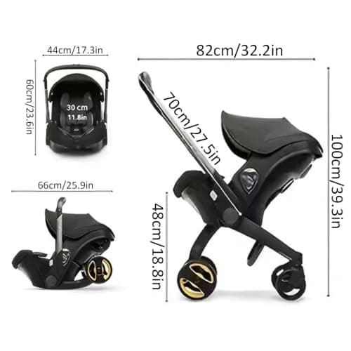Baby Car Seat & Pushchair & Baby Carrier 3-in-1 Design, Adjustable Backrest, Handle, Foldable, 5-Point Harness, Supports Forward/Rearward Fitting, Suitable for 0+ Stage. — view 2