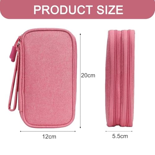 Travel Cable Organiser Bag, Electronics Accessories Organiser Bag, Portable Electronics Accessories Organizer, Cord and Gadget Storage Bags for Cables USB Drive Charger Earphone(Bilayer, Pink) — view 2
