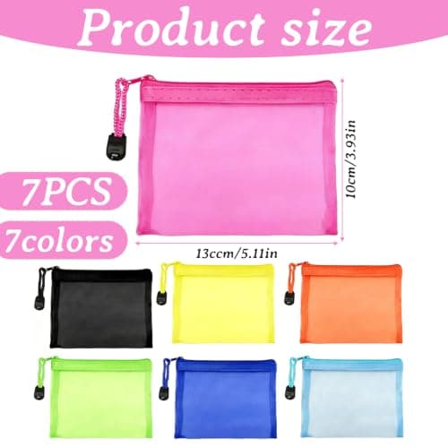 7PCS Mesh Small Make up Bag Set, Small Pouch with Zip Travel Toiletry Bags — view 2