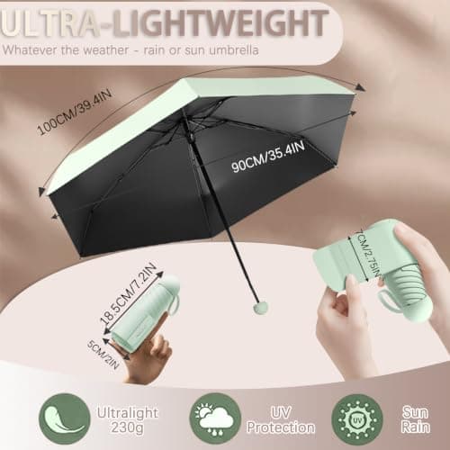 Mini Travel Folding Umbrella/7cm Wide Strap/Portable/UFP 50/Rain/women/kid — view 2