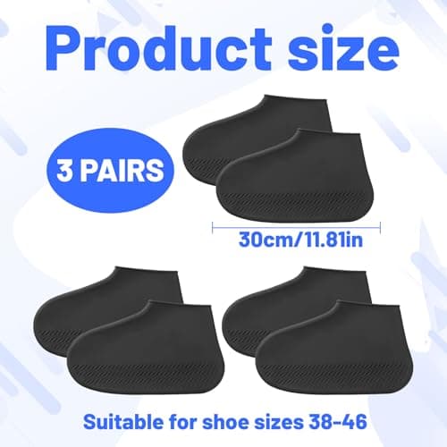 Waterproof Shoe Covers Reusable,3 Pairs Shoe Covers Reusable Waterproof,Silicone Shoe Covers to Prevent Rain Into Shoes,Shoe Protector Covers One Size Fits All for People Outdoor Cycling Hikin — view 2