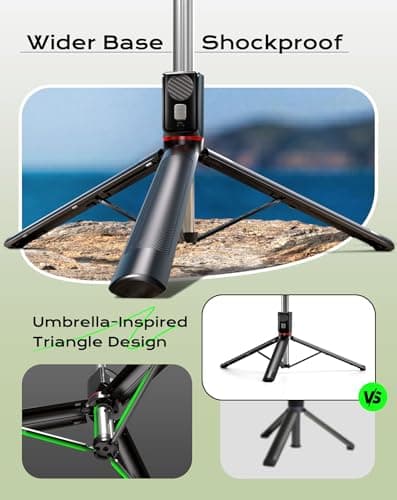 Phone Tripod & Selfie Stick, 170cm Extendable Portable Phone Tripod Stand with Wireless Remote, Compatible with iPhone/Android — view 4