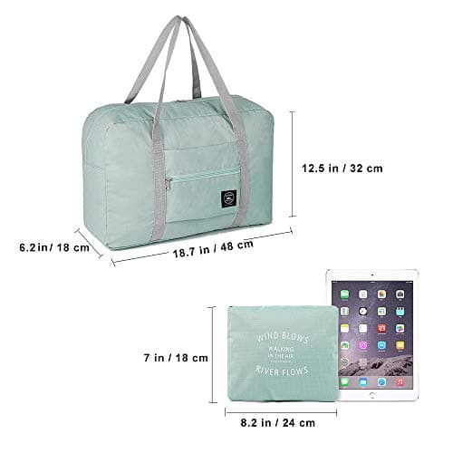 (2 Pack) Foldable Travel Duffel Bag, Waterproof Airlines Carry On Luggage Bag, Lightweight Travel Luggage Bag for Sports, Gym, Vacation (Light Blue,Dark Blue) — view 2