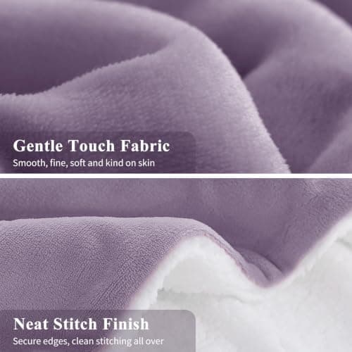 Aisbo Sherpa Fleece Throw Blanket Lavender - Fluffy Thick Warm Blanket for Sofa Couch Throw Single Size, Solid Microfiber Bed Blanket Soft Throws for Travel, 130x150cm — view 5