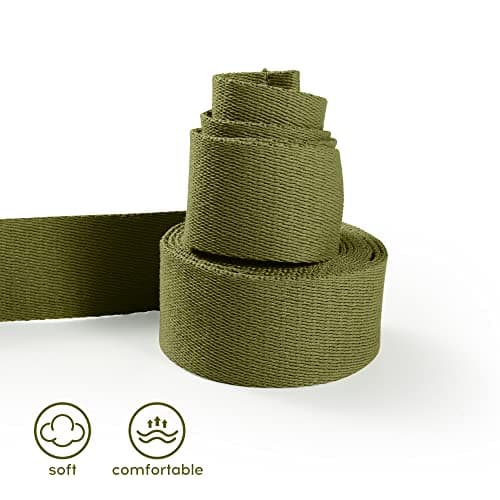 voidbiov D-Ring Buckle Yoga Strap 1.85 or 2.5M, Durable Cotton Adjustable Belt Perfect for Holding Poses, Improving Flexibility and Physical Therapy Avocado Green — view 2