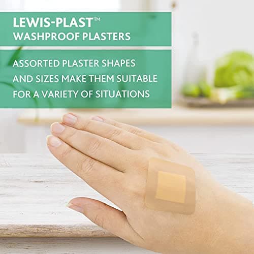 Lewis-Plast Premium Assorted Breathable Sterile Hypoallergenic Washproof Plasters, Box of 100 First Aid Medical Grade Waterproof Plaster, Suitable for All Types of Minor Cuts and Grazes — view 6