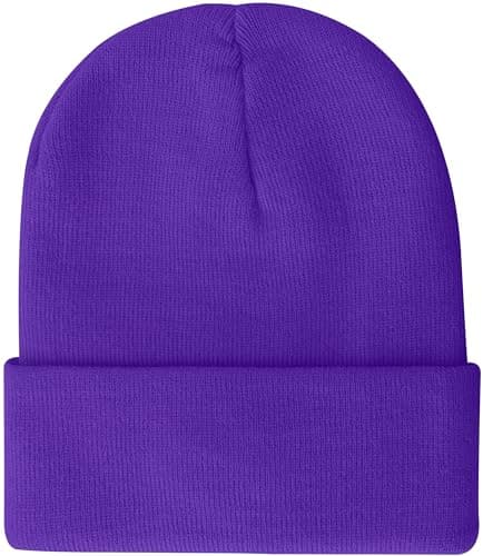 ATNKE LED Lighted Beanie Hat, USB Type C Rechargeable 4 LED Running Headlamp Ultra Bright Cap with Light Hands Free Head Torch Winter Warm Knit Beany Gifts for Men and Women/Purple — view 4