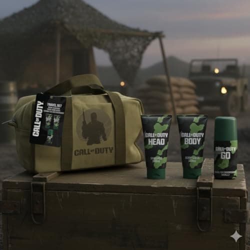 Call of Duty Men's Travel Set with Military-Style Wash Bag, 100ml Body Wash, 100ml Shampoo, 50ml Roll-On Deodorant, Gaming Gift Set — view 2