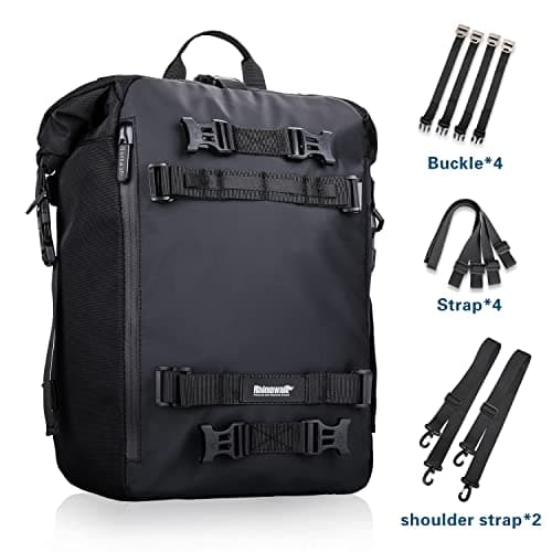 Rhinowalk Motor Pannier Bag 10/20/30L Multifunctional Waterproof Rear Rack Trunk Motorcycle Seat Bag, Black 20L — view 4