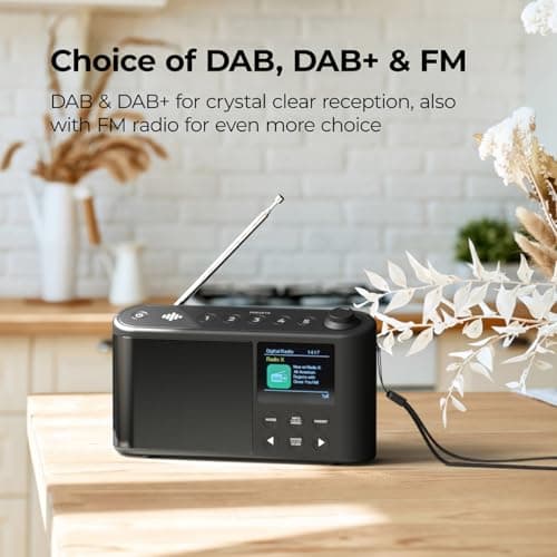 DAB Radio Portable, DAB Plus/DAB Radio, FM Radio, Small Radio, XL Large LCD Display Portable Radios Mains and Battery, USB Charging for 10 Hours Playback, (Spectrum by iBox) — view 2