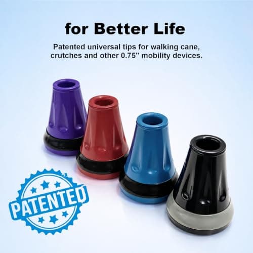 Cane Tips, 3/4 Inch All Terrain Tip for Cane & Crutch, 3/4'' Rubber Replacement Foot Pad, 0.75 Inch Cane Tips Heavy Duty, Walking Cane Tips and Crutch Tips(Pack of 2) — view 6