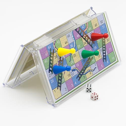 KOKOSUN Snakes and Ladders Travel Board Game Set -15 Centimeters, Mini Magnetic Folding Portable Traditional Game for Kids - Pocket Crystal Style — view 3