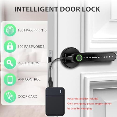 EVANSHOW 5-in-1 Keyless Entry (APP/Fingerprint/Code/IC Card/Key) Smart Door Knob Fingerprint Lock Biometric Door Lock for Home/Bedroom/Office — view 5
