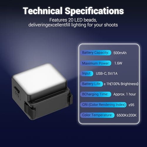 JJC Osmo Action 5 Pro LED Light, Video Light for DJI Osmo Action 5 Pro 4 3 — view 4