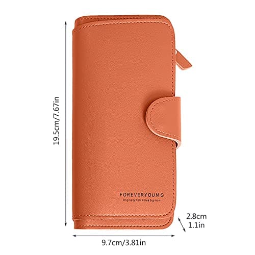 Fashion Leather Long Solid Colour Zip Purse Multi Card ID Bag Ladies Purse Clutch Bag Large Wallet Organizer for Women Clasp (Rose Gold, One Size) — view 4