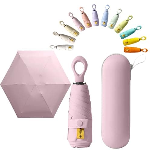Mini Sun Travel Umbrella Ring handle Coating Layer Fabric Blocking/anti UPF 50 UV Protection 99.9% Compact Folding Purse Umbrella/Lightweight Small Portable Backpack/Rain Sun/Men Women Kids