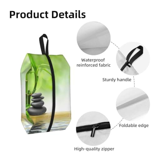 Stone Bamboo Print Waterproof Shoe Bag Travel Bag with Carry Strap Storage Bag Versatile Cosmetic Bag-2pcs — view 4