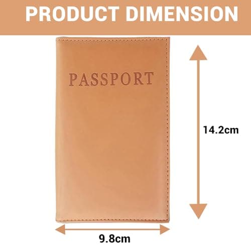 FATASH Passport Holder, PU Leather Cover, Waterproof Travelling Essentials Case for Document, Tickets, Boarding Pass, Business Cards Organizer Wallet for Men & Women - Khaki — view 2