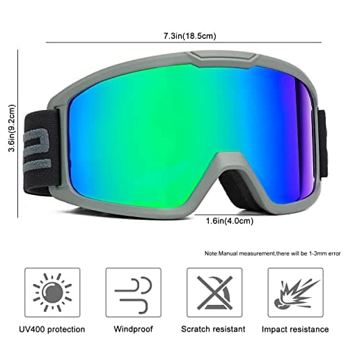 SPOSUNE Ski & Motorcycle ATV Goggles with Anti-fog Dual Lens - Off Road Racing Dirt Bike & Snow Goggles for Men & Women — view 2