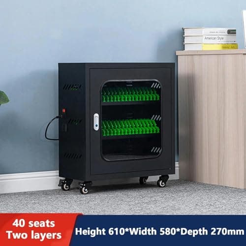 JKJZSALJ 40 Slots Rechargeable Phone Locker,With Multi-Port Charger And 4 Universal Wheel,5V 2A Efficient Charging,Suitable For Charging Various Mobile Phones,Black — view 2