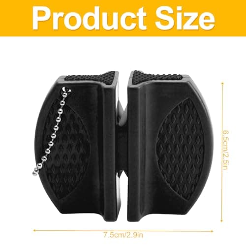 Rrumyve Portable Double-Sided Knife Sharpener, Small Hanging Design Comfortable Kitchen Knife, Mini Kitchen Knife Sharpener, for Family, Camping Tours or Outdoor Survival (Black) — view 2
