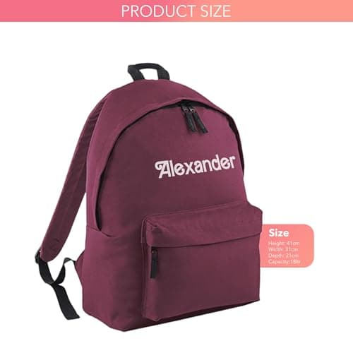 Print Maniacs Personalised Kids Backpack for Back to School 18 Litres Rucksack with Name Ideal for Boys, Girls, Toddlers,and Primary School Doll Students Perfect School Bag Burgundy — view 2