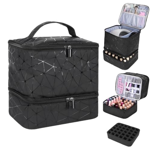 Nail Vanish Storage, Portable Double-Layer Nail Bag Organiser