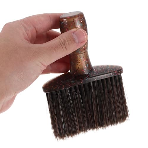 POPETPOP Men's Beard Grooming Brush with Synthetic Nylon Bristles for Beard Exfoliating and Cleaning, Portable Shaving Brush in Brown, for Outdoors Grooming and Home Use — view 4