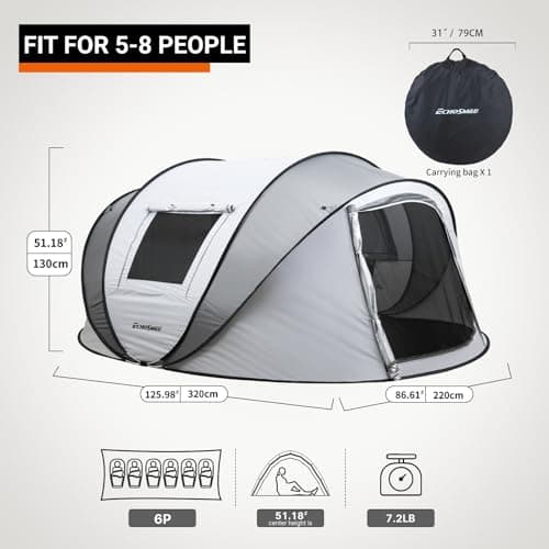 EchoSmile 2/4/6 Person Easy Pop Up Tent, Instant Family Tents for Camping — view 2