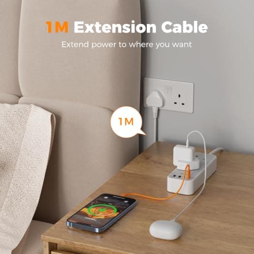 TESSAN 1M Travel Extension Lead with PD 20W USB C Charger (4 USB Slots) — view 4