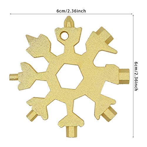 2 Pcs 19-in-1 Snowflake Multi Tool,Stainless Steel Hexagonal Screwdriver Opener Key Chain Outdoor Travel Camping Adventure Daily Tool(Gold and Multi-Color) — view 2