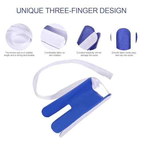 Sock Aids for Putting Socks On and Off Sock Aid Compression Stocking Applicator with Three Finger Sock Helper Sock Puller Aid Sock Assist Device for Elderly Disabled Pregnant Diabetics Blue — view 4