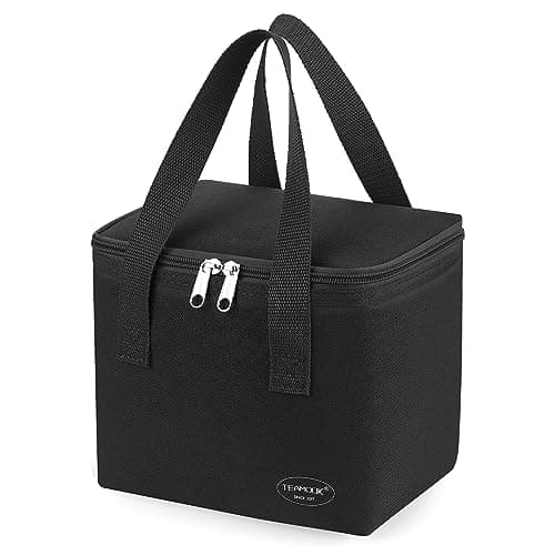 TEAMOOK Small Cool Bag Leakproof Waterproof Soft Insulated Lunch Bag for Adults and Kids 6 Cans (Black)