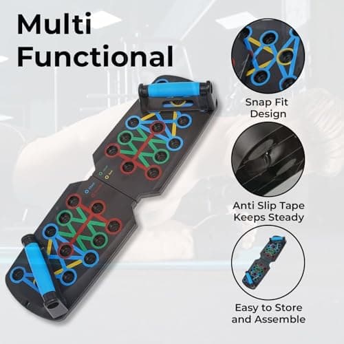 Push Up Board with Resistance Bands – 20 in 1 Foldable Press Up Board, Portable Home Workout Equipment for Men & Women, Fitness Gym Equipment, Pushup Bars, Strength Training, Gym Gift — view 6