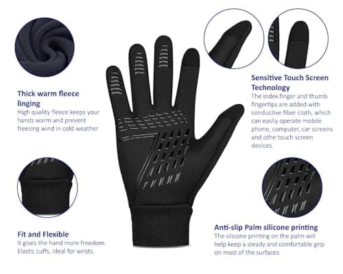 3S SPORTS Men's Cycling Winter Warm Windproof Waterproof Anti-slip Thermal Touch Screen Ski Gloves (Red, S) — view 3