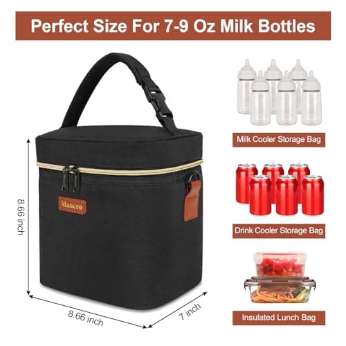 Mancro Breastmilk Cooler Bag Fits 6 Baby Bottles with Ice Pack — view 2