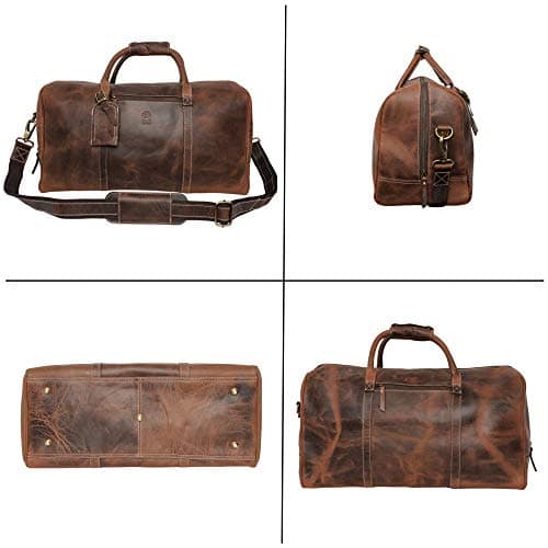 Leather Duffle Bag for Men - Holdall Airplane Underseat Travel Duffel Overnight Bag by Rustic Town — view 5
