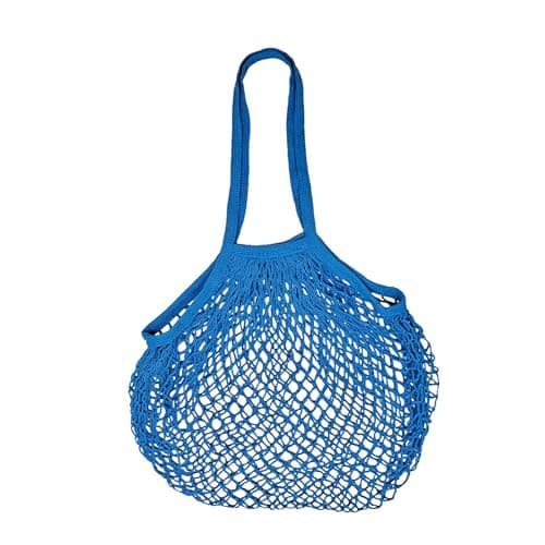 AfitLulu Mesh Beach Bags for Women, Cotton Mesh Bag Large Tote Bag Reusable Shopping Bag Beach Tote Bag with Handle, Mesh Bags for Shopping Travel Vacations (Blue)