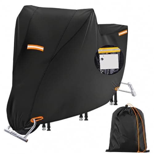 Motorcycle Cover 420D, Waterproof Outdoor, License Plate Window, L 86x37x43