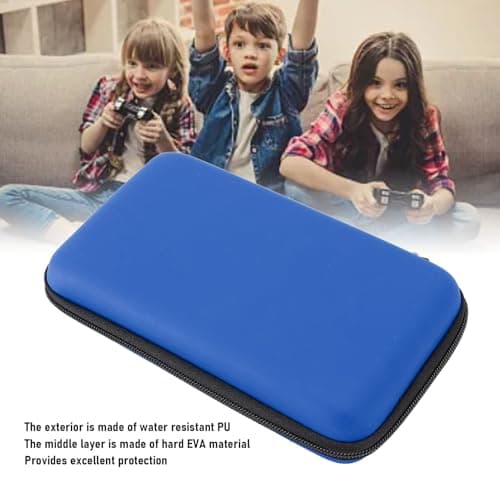 VBESTLIFE Protective Hard Shell Case for 3DS, for New 3DS XL, for New 2DS XL, Portable Travel Cover Pouch with 8 Game Card Slots & Inner Pocket (Blue) — view 3