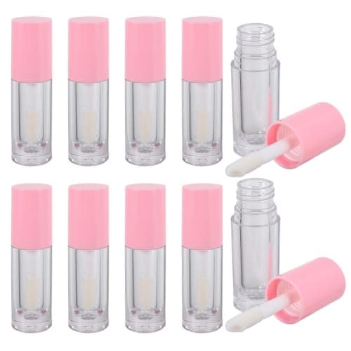 10 Pack 6ml Pink ABS Brush Lip Gloss Tubes for Boys and Girls