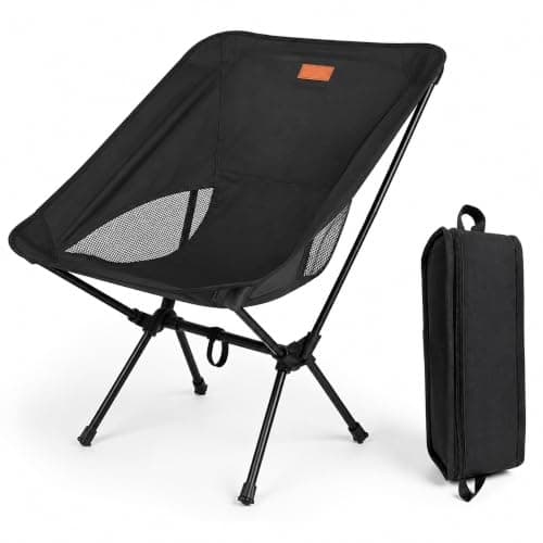HomlyPro Folding Camping Chair, Pack of 1 - Compact & Lightweight Outdoor Chair for Adults, Comfortable Sitting, Ideal for Garden, Beach, Picnic, and Adventures (Black)