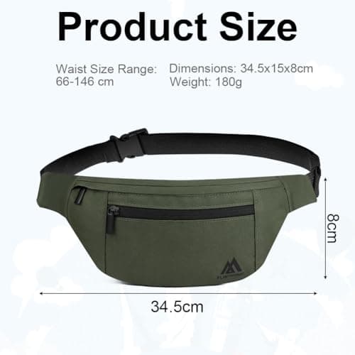 Flintronic Bum Bag, Waist Bags for Men Women, Travel Waist Pack with Adjustable Belt, 4 Compartments, Waterproof Bumbag for Sports, Running, Cycling — view 2